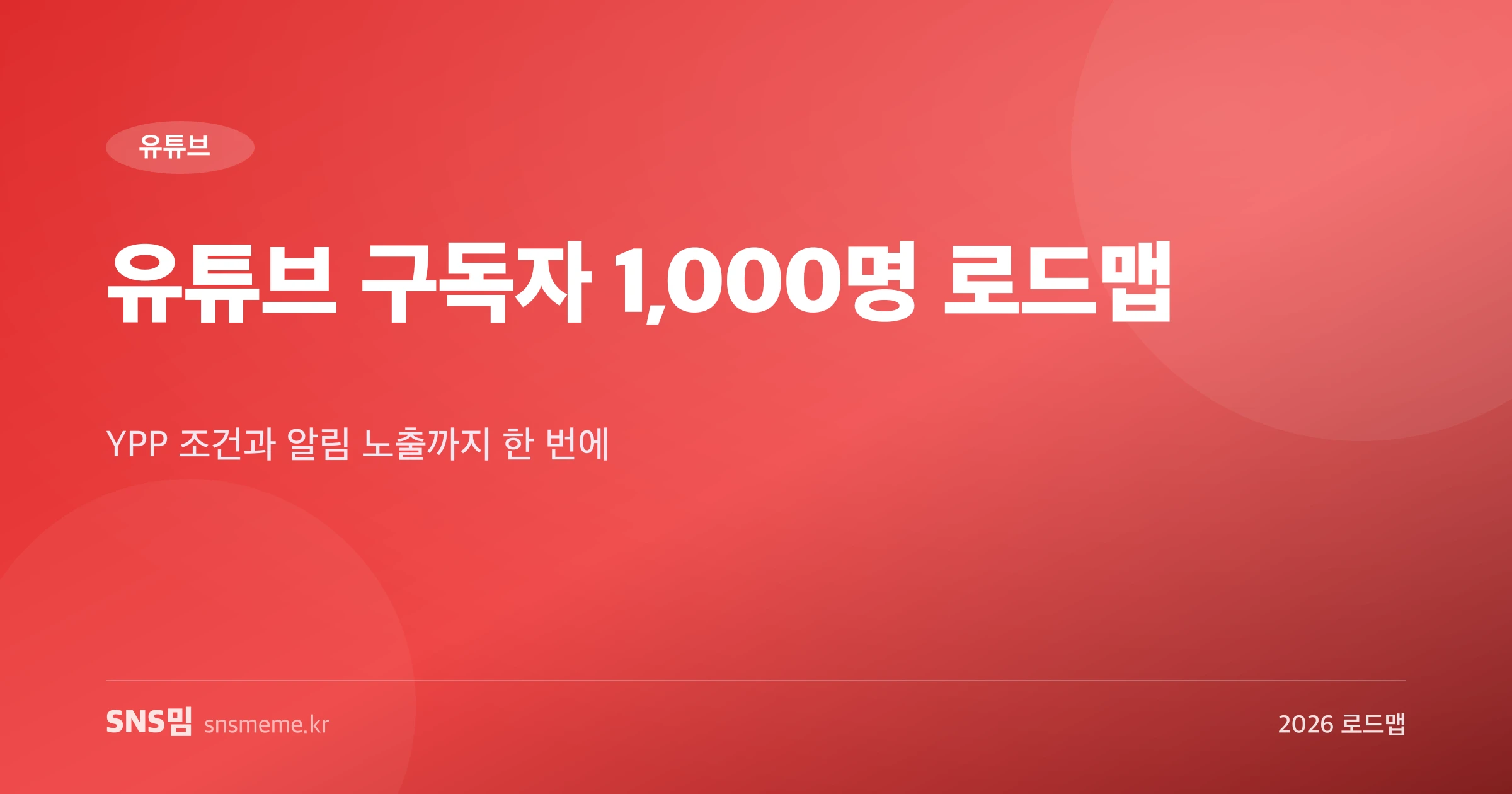 유튜브 구독자 1,000명 달성 로드맵과 YPP 조건 가이드 히어로 이미지